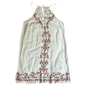 Willow & Clay Sleeveless Floral Embroidered Halter Gauze Dress Size S NWT